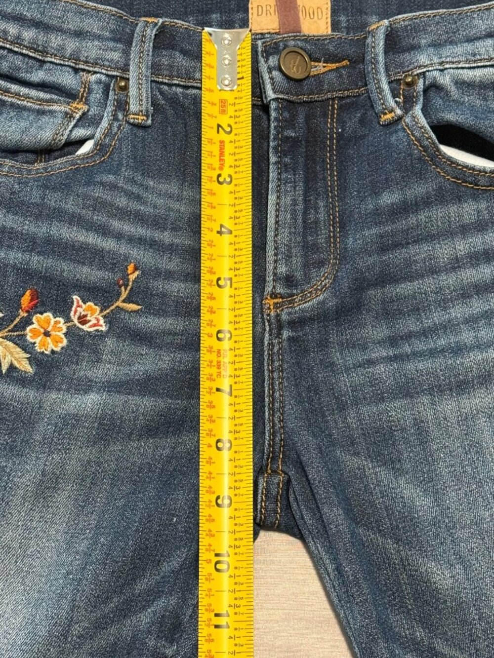 Driftwood Womens Jackie Embroidered Skinny Jeans W24 L29 Classic Fit Floral - Picture 5 of 15